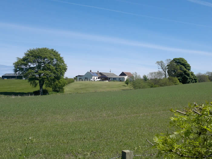 photo showing Braeside farmhouse and field in front of it